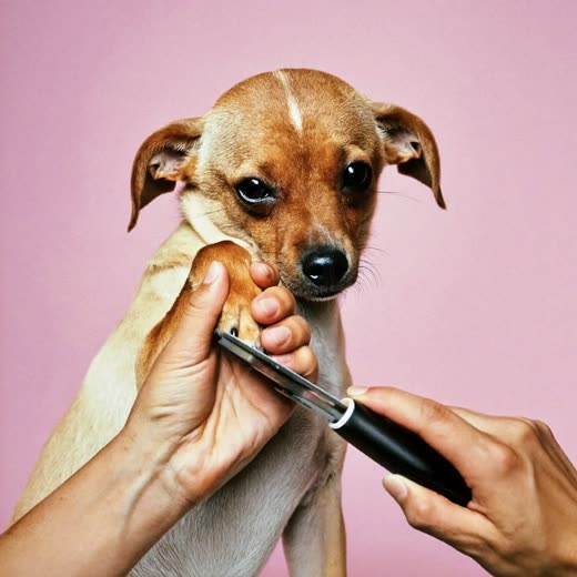 A dog having its nails clipped